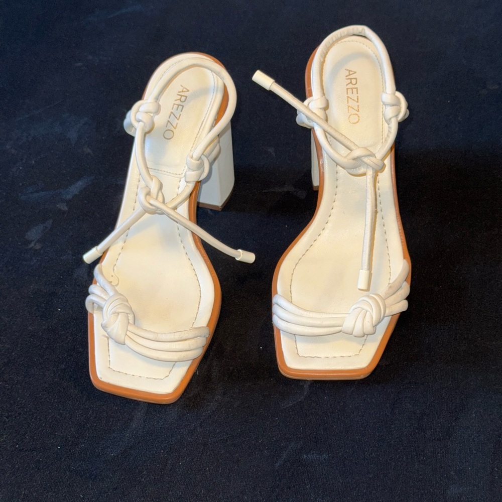 Women's White Block Heel Sandals